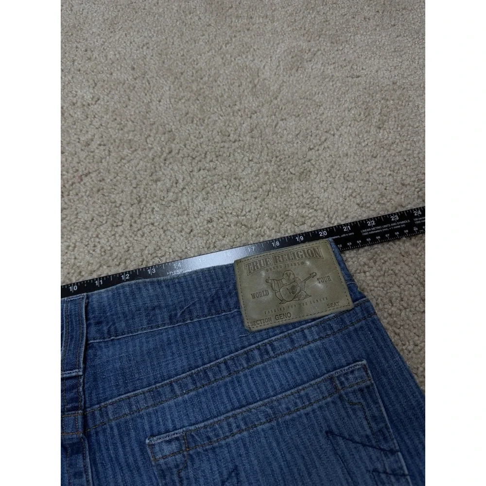 TRUE RELIGION Jeans Men's 40 Med Blue Wash Geno pinstripe Straight Leg USA Made